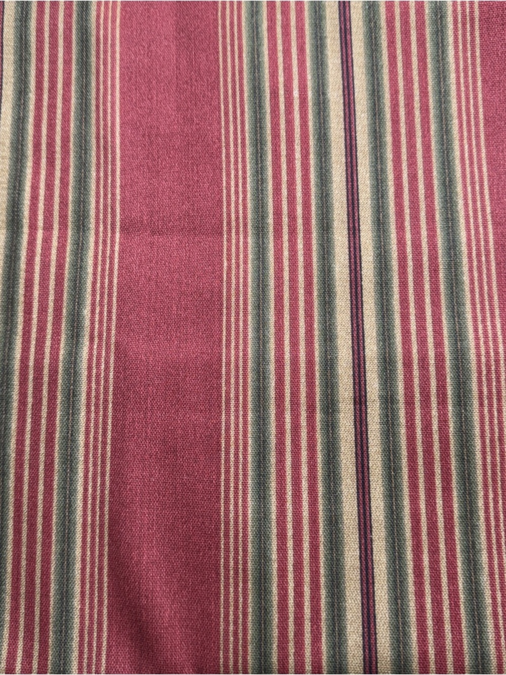Hand Crafted Pink and Green Striped decorator Fabric 2 1/2 yards x 56” wide